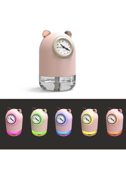 Nemlendirici + Mini Saat USB 300ML Renkli Işıklar-Beyaz indirimleri