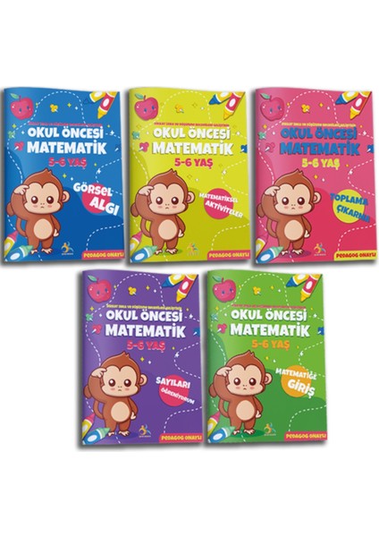 5 - 6 Yaş Okul Öncesi Matematik Çalışmaları Seti 5 Kitap (Ciltli)