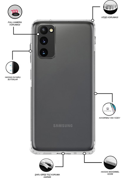 CaseWorld Samsung Galaxy S20 FE Kapak Tıpalı Kamera Korumalı Şeffaf Silikon Premier Kılıf fiyatları