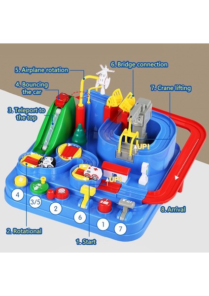 Yarış Raylı Araba Modeli 4 Arabalı Yarış Eğitici Oyuncaklar-Mavi