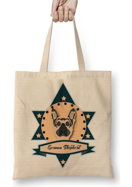 Pastor Alemao Pug Köpek Bez Çanta Uzun Saplı