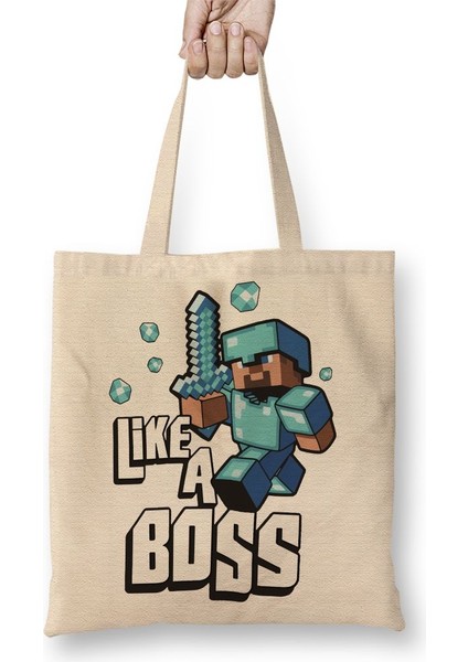 Minecraft Like A Boss Bez Çanta Uzun Saplı
