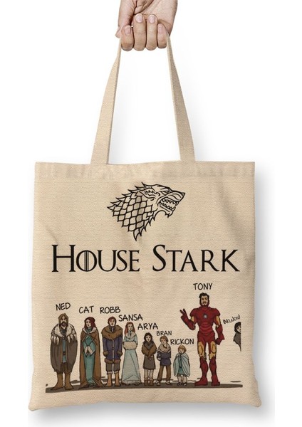 Game Of Thrones House Stark And Tony Stark Bez Çanta Uzun Saplı