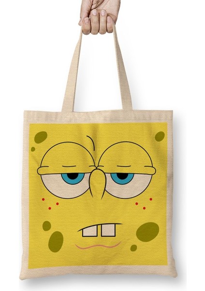 Sünger Bob Bez Çanta Uzun Saplı