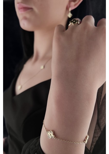 14 Ayar Altın 3'lü Şans Yoncası Set