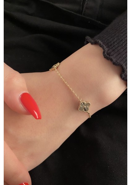 14 Ayar Altın 3'lü Şans Yoncası Set modelleri