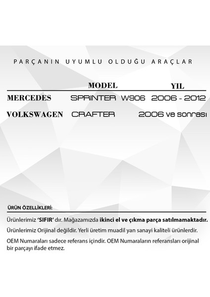 Mercedes Sprınter W906, Volkswagen Crafter Için Vites Körüğü fiyatları