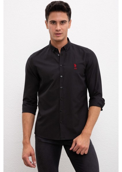 Erkek Siyah Slim Fit Gömlek