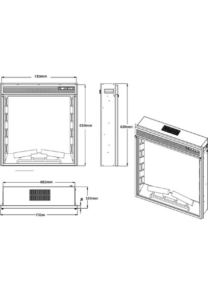Elektrikli Şömine 2 Boyutlu 73 cm fırsatları