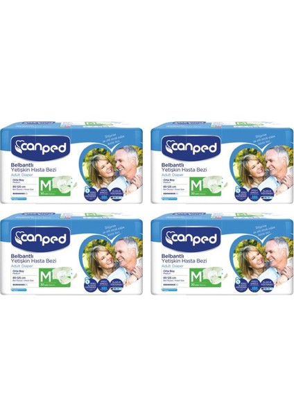 Belbantlı Yetişkin Hasta Bezi 85-125 cm M Beden 4 Paket 120 Adet