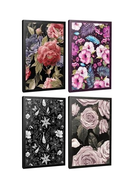 4'lü Çizgili Defter Seti -Saklı bahçe-Retro-Kelebeğin Dünyası-Kara Gül