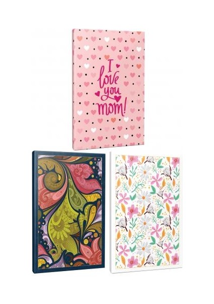 3'lü Defter Seti -Yaz bahçesi-Cümbüş-Love You Mom
