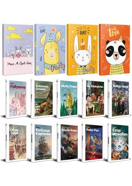 10 Dünya Çocuk Klasiği ve 4 Çizgili Defter -Set-1