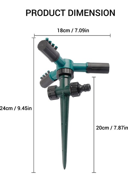 Kkmoon Üç Kollu Püskürtücü ve Plastik Zemin Fişli Sulama (Yurt Dışından)
