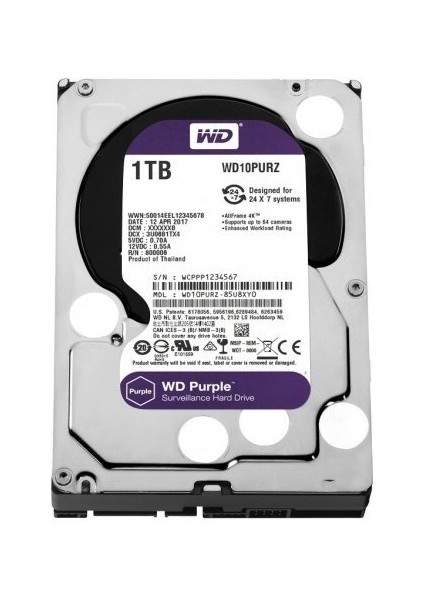 1TB Purple Sata 6GB/s 64MB Dv 7x24 10PURZ