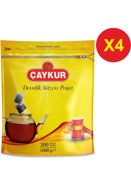 Demlik Süzen Poşet Çay 5 gr 200'LÜ x 4