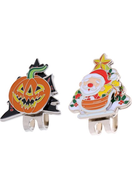 Cadılar Bayramı Balkabağı ve Noel Baba Golf Topu Marker Şapka Klip ile Noel