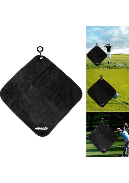 Karabina Mikrofiber Golf Havlusu Golf Çantaları Için Karabina Kanca Spor Salonu Havlu Siyah indirimleri