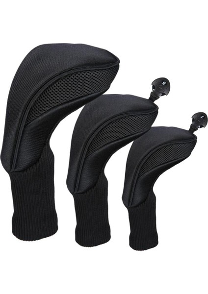 3 Pack Golf 460CC Sürücü Ahşap Kafa Uzun Boyunlu ve Değiştirilebilir Siyah ile Kapakları