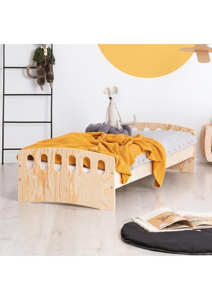 White MiniWood Montessori Yatak 90X190 Ahşap Çocuk Karyola Beşik