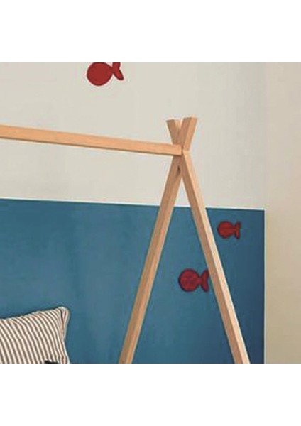 Montessori Çocuk Yatak Çam 90X190 Oyun Alanı Çadır Çilek