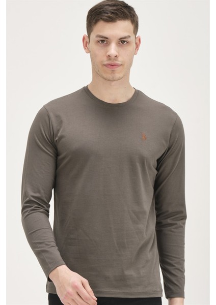 T8588 Dewberry Bisiklet Yaka Erkek Sweatshirt-Haki