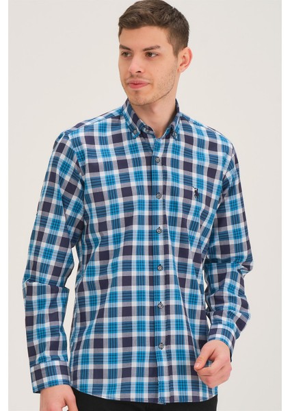 G743 Dewberry Erkek Gömlek-Lacivert-Mavi modelleri