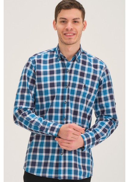 G743 Dewberry Erkek Gömlek-Lacivert-Mavi fırsatları