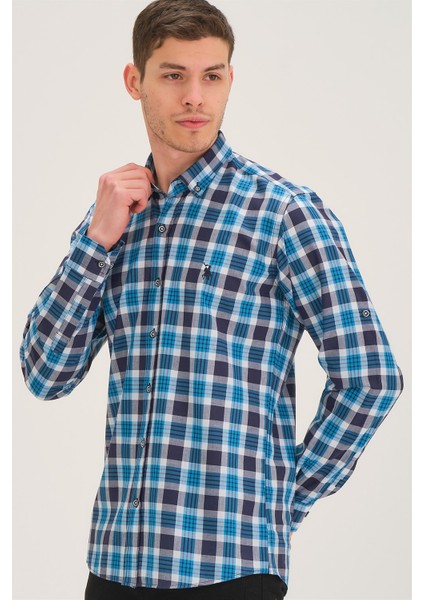 G743 Dewberry Erkek Gömlek-Lacivert-Mavi indirimleri