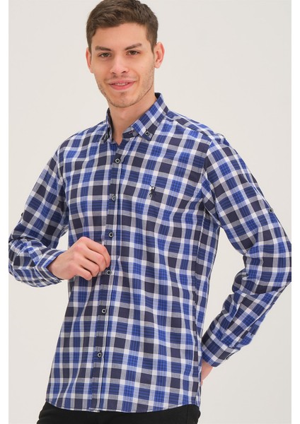 G743 Dewberry Erkek Gömlek-Lacivert- Sax fırsatları