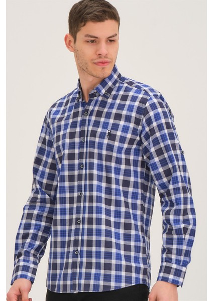 G743 Dewberry Erkek Gömlek-Lacivert- Sax modelleri