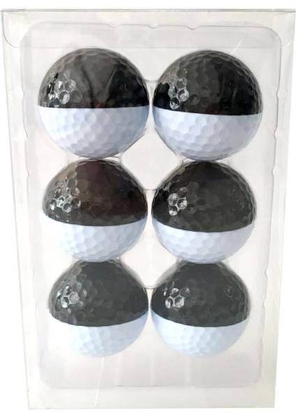 6 Parça Golf Uygulama Topu 42.7mm Kauçuk Çift Katmanlar Golf Eğitim Topu Siyah Beyaz (Yurt Dışından)