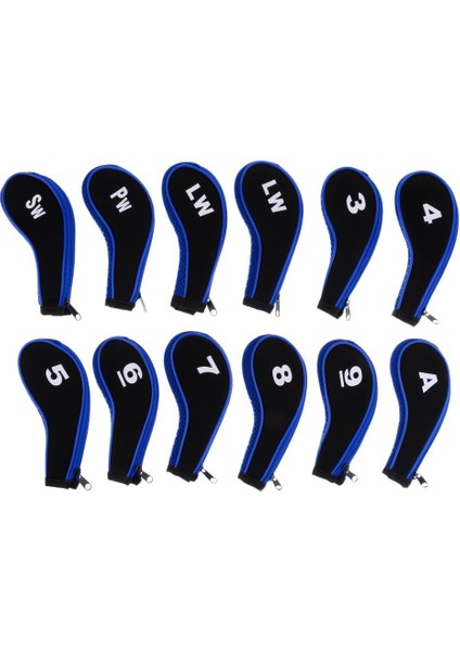 12 Adet Neopren Su Geçirmez Golf Demir Kafa Kapak Yumuşak Golf Kulübü Putter Kollu Mavi (Yurt Dışından)