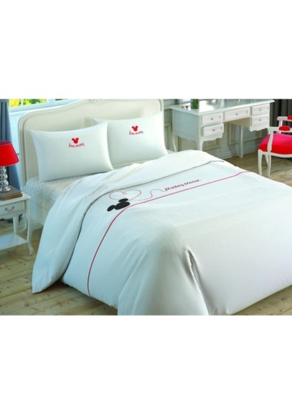 Mickey Özel Tasarım Nakışlı Çarşafı Lastikli Çift Kişilik Nevresim Takımı fiyatları