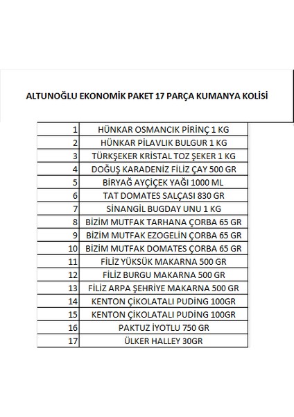 Ramazan Gıda Paketi Kumanya Kolisi 17'li fiyatları