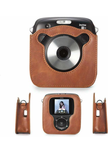 Fujifilm Instax Square SQ20 Için Kamera Kılıfı Klasik Vintage Pu Deri Çanta Kayışlı (Yurt Dışından)