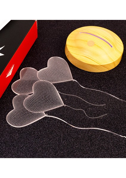 Öğretmenler Günü Hediyesi Klasik Kalpler 3D Led Lamba