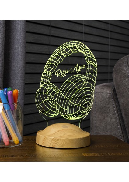 Müzisyen Hediyesi Kişiye Özel 3D Kulaklık Led Lamba fiyatları