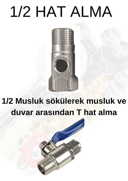 Su Arıtma Cihazı 1/2" Hat Alma Aparatı ve Küresel Vana