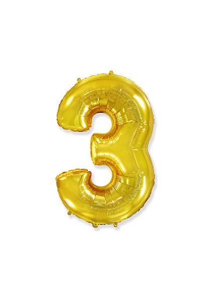 Folyo Balon Rakam 3 Altin 32 Inc ( 80 cm )