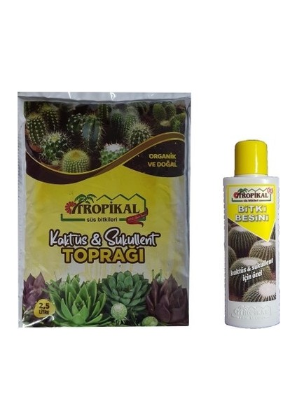 Tropıkal Kaktüs ve Sukulent Için Özel Toprak KARIŞIMI+500 Ml. Özel Sıvı Besin