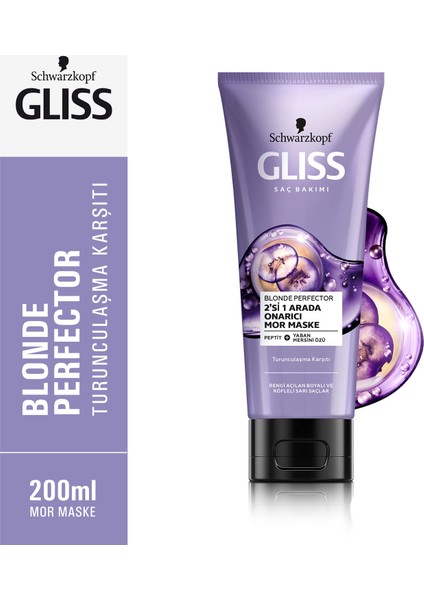 Schwarzkopf Gliss Blonde Perfector Turunculaşma Karşıtı Mor Maske 200 ml