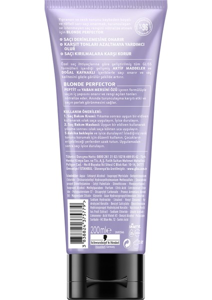 Schwarzkopf Gliss Blonde Perfector Turunculaşma Karşıtı Mor Maske 200 ml