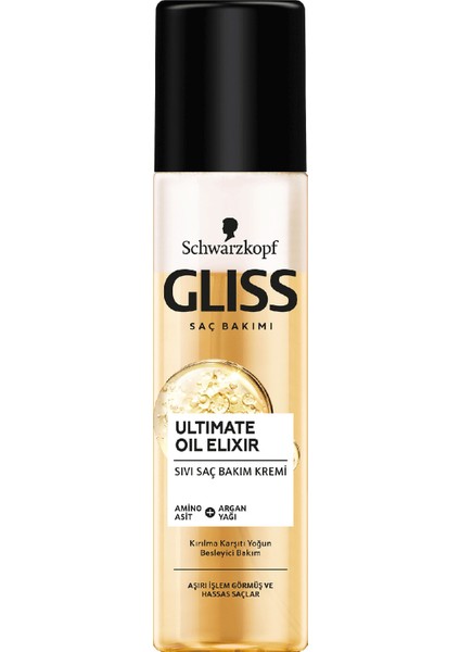 Ultimate Oil Elixir Besleyici Sıvı Saç Bakım Kremi - Aminoasit ve Argan Yağı ile 200 ml