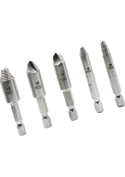 5 Adet Elimden Vida Extractor Set Kırık Vida Sökücü 1/4 Inç Hex Shank