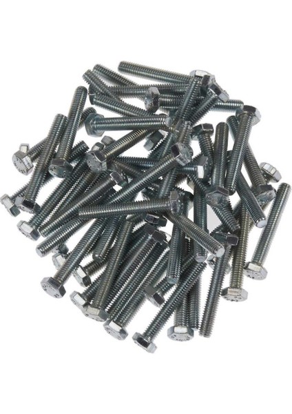 M10 x 20 DIN933 Cıvata(Altıgen) 8.8 Beyaz 5 Li Paket