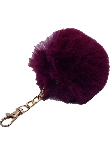 Patlıcan Moru Renk Peluş Ponpon Anahtarlık 973