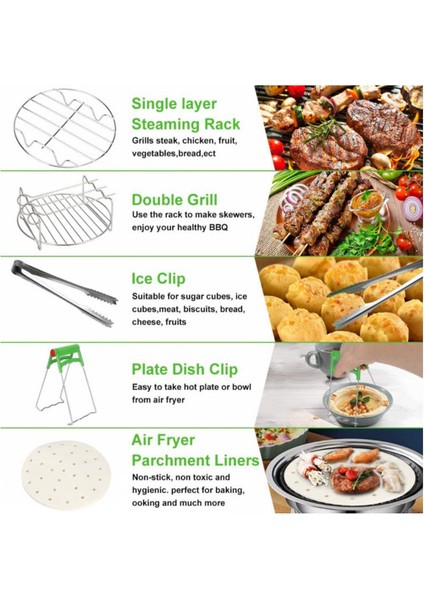 13 Adet Yui / Xiaomi / Philips / Kumtel Uyumlu 7 Inç Fritöz Aksesuar Seti - Çok Renkli (Yurt Dışından) fırsatları