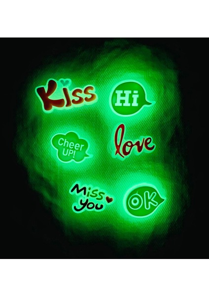 Crocs Jibbitz Fosforlu Terlik Süsü 6'lı Sevimli Love Serisi Karanlıkta Parlar fiyatları