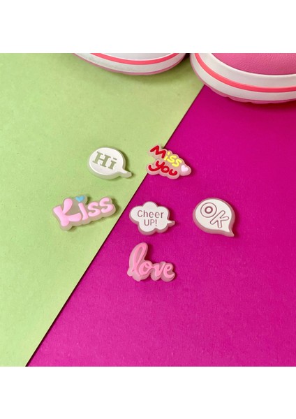 Crocs Jibbitz Fosforlu Terlik Süsü 6'lı Sevimli Love Serisi Karanlıkta Parlar fırsatları